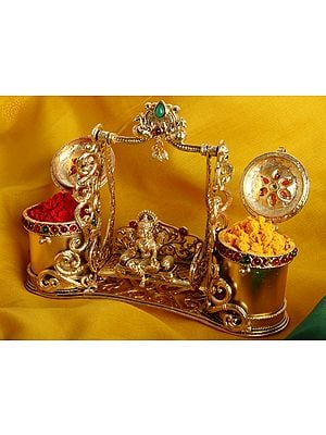 Goddess Lakshmi on Swing Sindoor Box (2 Boxes) | Superfine Work