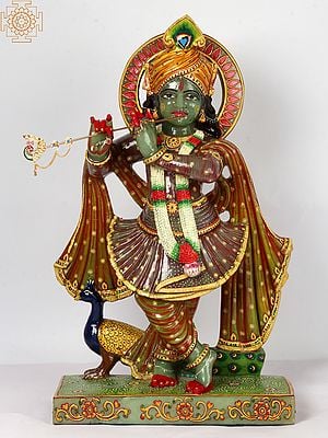 24" Lord Krishna Carved in Jade