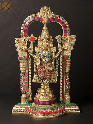 14'' Lord Venkateswara With Arch | Brass With Inlay Work