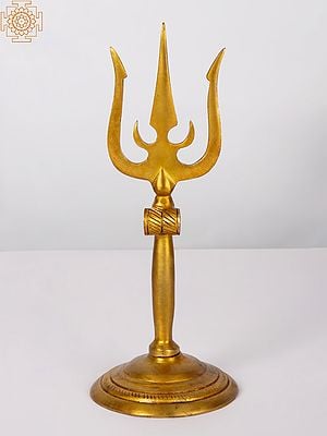 10'' Shiva Trident With Stand | Brass