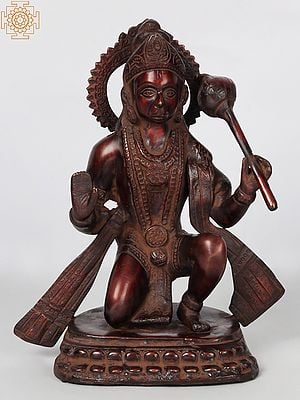 11'' Blessing Lord Hanuman In Brown Colour | Brass