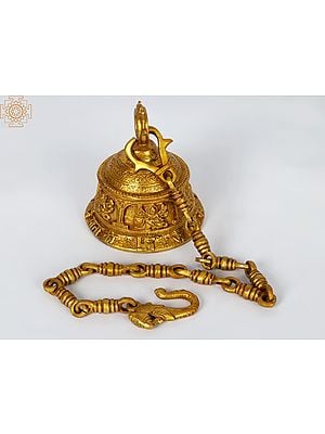 6" Goddess Durga Ritual Bell in Brass