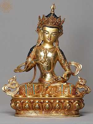 13" Tibetan Buddhist Deity Vajrasattva Idol | Copper Statue from Nepal
