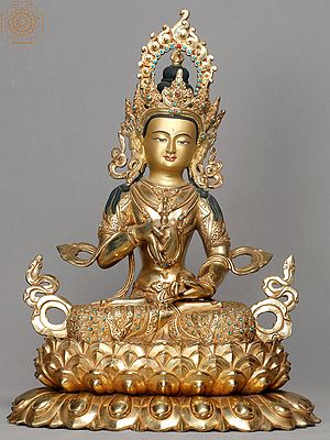15" Copper Vajrasattva Idol from Nepal | Tibetan Buddhist Deity Statue