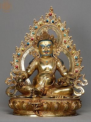 15" Copper Tibetan Buddhist Kubera From Nepal