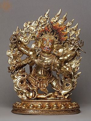 12" Mahakala Copper Idol from Nepal | Wrathful Sculptures of Buddhist Deities