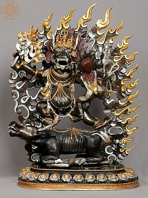 18" Yamantaka Patly Copper Statue from Nepal