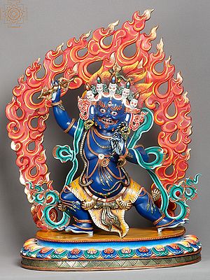 27" Colorful Vajrapani (Buddhist God of Rain, Counterpart of Lord Indra)