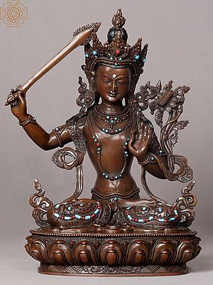 13" Manjushri Copper Figurine from Nepal