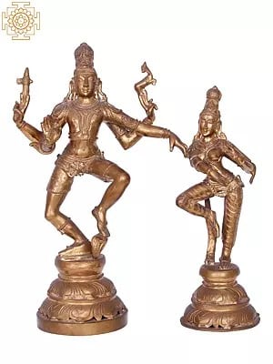 18" Dancing Shiva Parvati Panchaloha Bronze Statue from Swamimalai | Madhuchista Vidhana (Lost-Wax)