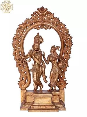 18" Radha Krishna | Madhuchista Vidhana (Lost-Wax) | Panchaloha Bronze from Swamimalai