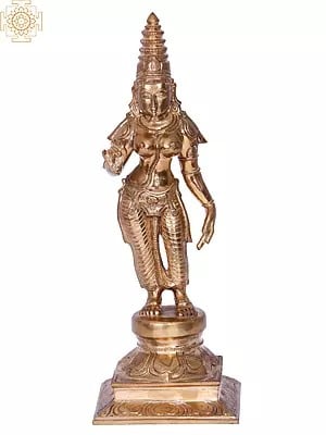 13'' Devi Meenakshi Sculpture | Madhuchista Vidhana (Lost-Wax) | Panchaloha Bronze from Swamimalai