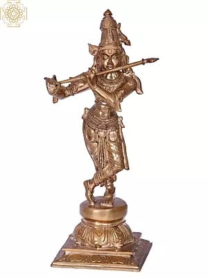 13'' Krishna | Madhuchista Vidhana (Lost-Wax) | Panchaloha Bronze from Swamimalai