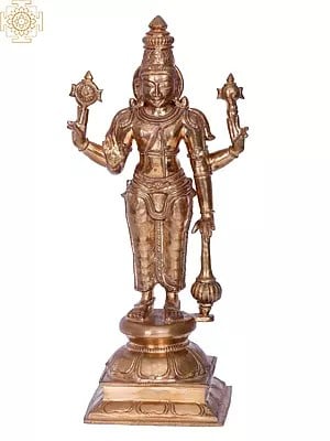 13'' Vishnu | Madhuchista Vidhana (Lost-Wax) | Panchaloha Bronze from Swamimalai