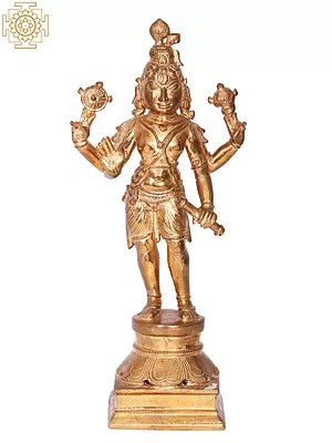 12'' Vishnu | Madhuchista Vidhana (Lost-Wax) | Panchaloha Bronze from Swamimalai