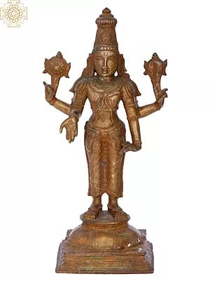 12'' Vishnu | Madhuchista Vidhana (Lost-Wax) | Panchaloha Bronze from Swamimalai