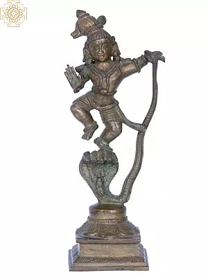 8'' Kaliya Krishna | Madhuchista Vidhana (Lost-Wax) | Panchaloha Bronze from Swamimalai