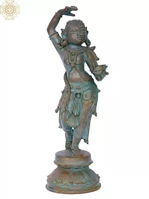 14'' Dancing Lady | Madhuchista Vidhana (Lost-Wax) | Panchaloha Bronze from Swamimalai