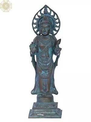 12'' Standing Buddha | Madhuchista Vidhana (Lost-Wax) | Panchaloha Bronze from Swamimalai