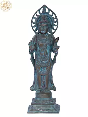 12'' Standing Buddha Statue | Madhuchista Vidhana Panchaloha Bronze