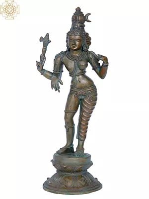 12'' Ardhanarishvara | Madhuchista Vidhana (Lost-Wax) | Panchaloha Bronze from Swamimalai