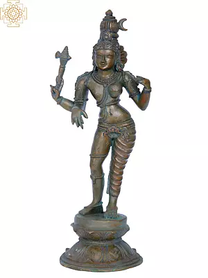 Ardhanarishvara Deity Sculpture | 12-Inch Panchaloha Bronze