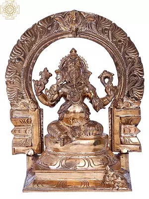 12'' Ganesha Seated on Throne | Madhuchista Vidhana (Lost-Wax) | Panchaloha Bronze from Swamimalai