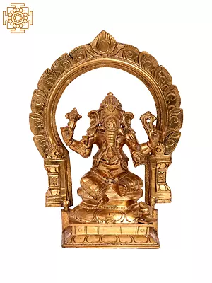 10" Ganesha Seated on Throne | Lost-Wax Panchaloha Bronze Sculpture