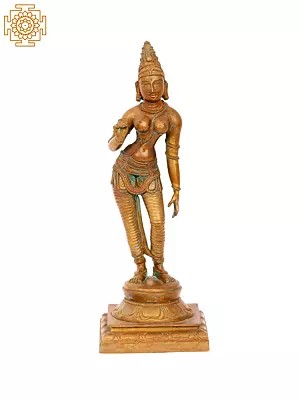 12'' Standing Parvati | Madhuchista Vidhana (Lost-Wax) | Panchaloha Bronze from Swamimalai