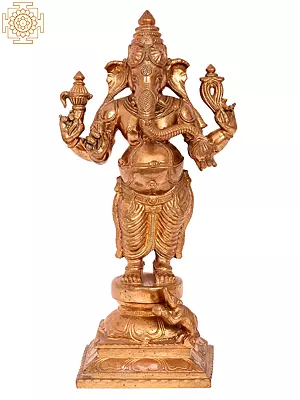 13" Standing Ganesha | Madhuchista Vidhana (Lost-Wax) | Panchaloha Bronze Sculpture