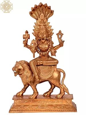 14'' Goddess Pratyangira (Atharvana Bhadrakali) | Madhuchista Vidhana (Lost-Wax) | Panchaloha Bronze from Swamimalai