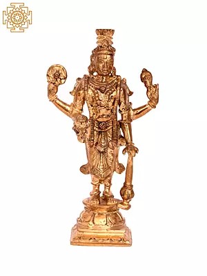 6.5'' Lord Guruvayurappan (Vishnu) | Madhuchista Vidhana (Lost-Wax) | Panchaloha Bronze from Swamimalai