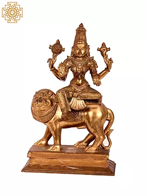 14'' Devi Durga Statue: Panchaloha Bronze (Lost-Wax Casting)