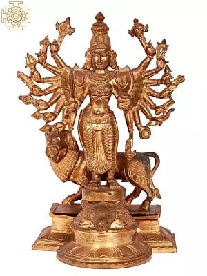 13'' Standing Durga | Madhuchista Vidhana (Lost-Wax) | Panchaloha Bronze from Swamimalai