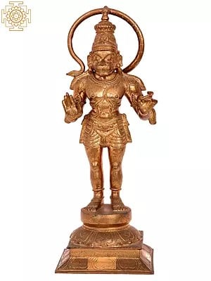 18'' Ashirwad Anjaneya (Lord Hanuman) | Madhuchista Vidhana (Lost-Wax) | Panchaloha Bronze from Swamimalai