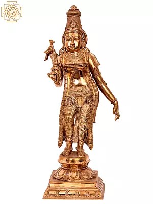 17'' Goddess Meenakshi | Madhuchista Vidhana (Lost-Wax) | Panchaloha Bronze from Swamimalai