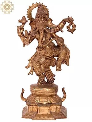 14'' Dancing Ganesha | Madhuchista Vidhana (Lost-Wax) | Panchaloha Bronze from Swamimalai