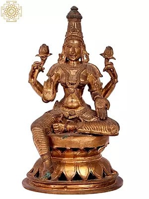12'' Goddess Lakshmi Panchaloha Bronze Statue from Swamimalai | Madhuchista Vidhana (Lost-Wax)