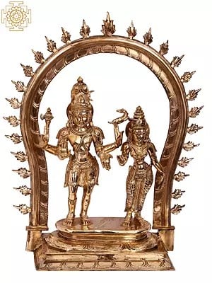 23'' Lord Shiva as Pashupatinath with Goddess Parvati | Madhuchista Vidhana (Lost-Wax) | Panchaloha Bronze from Swamimalai