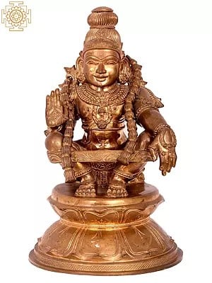 19'' Lord Ayyappan Bronze Figurine | Madhuchista Vidhana (Lost-Wax) | Panchaloha Bronze from Swamimalai