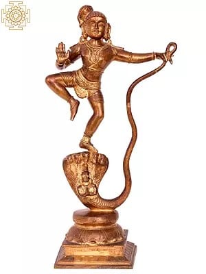 15'' Kaliya Krishna | Madhuchista Vidhana (Lost-Wax) | Panchaloha Bronze from Swamimalai