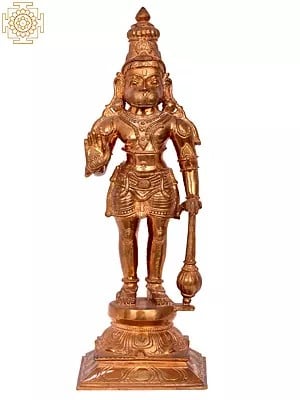 16'' Standing Sankat Mochan Hanuman | Madhuchista Vidhana (Lost-Wax) | Panchaloha Bronze from Swamimalai