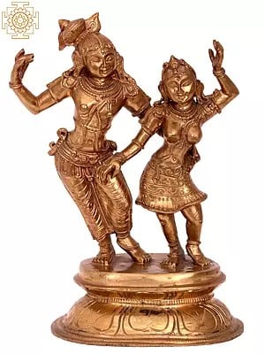 11'' Radha Krishna | Madhuchista Vidhana (Lost-Wax) | Panchaloha Bronze from Swamimalai