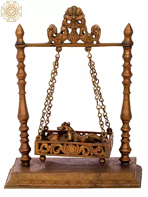 11'' Swing Baby Krishna | Madhuchista Vidhana (Lost-Wax) | Panchaloha Bronze from Swamimalai