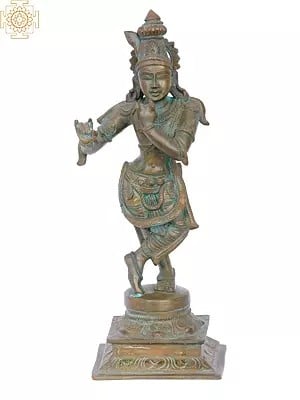12'' Fluting Krishna Panchaloha Bronze Statue | Madhuchista Vidhana (Lost-Wax) | Panchaloha Bronze from Swamimalai
