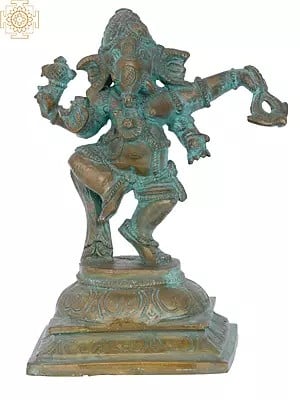 8'' Dancing Ganesha | Madhuchista Vidhana (Lost-Wax) | Panchaloha Bronze from Swamimalai