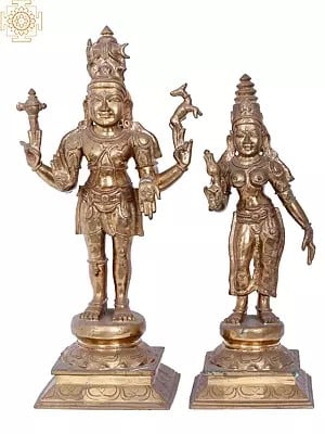 21'' Shiva Parvati | Madhuchista Vidhana (Lost-Wax) | Panchaloha Bronze from Swamimalai