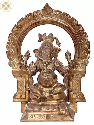 14'' Sitting Ganesha | Madhuchista Vidhana (Lost-Wax) | Panchaloha Bronze from Swamimalai
