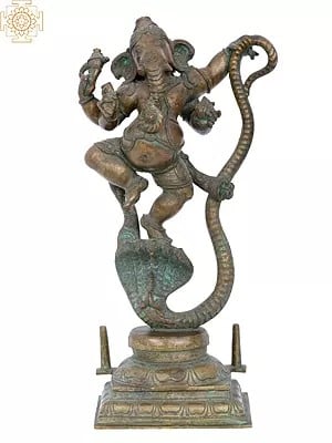 16'' Dancing Ganesha Bronze Idol | Madhuchista Vidhana (Lost-Wax) | Panchaloha Bronze from Swamimalai