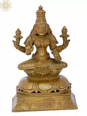 7'' Sitting Lakshmi | Madhuchista Vidhana (Lost-Wax) | Panchaloha Bronze from Swamimalai